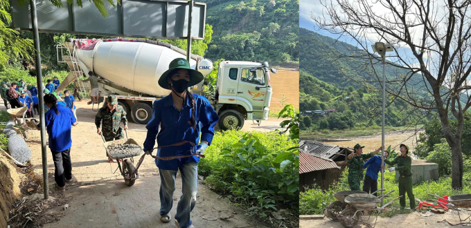 Sinh viên tình nguyện của Trường ĐH Tài nguyên và Môi trường thực hiện những công trình góp phần cải tạo môi trường sống cho người dân. Ảnh: Vingroup