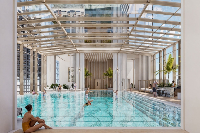 Phối cảnh bể bơi mái kính tại Sun Feliza Suites. Ảnh: Sun Property