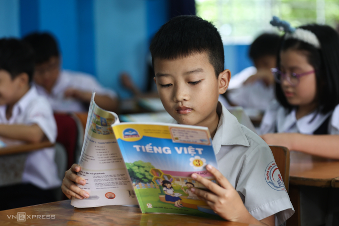 Học sinhtrường tiểu học Đinh Tiên Hoàng, TP Thủ Đức trong một tiết học tháng 9/2023. Ảnh: Quỳnh Trần