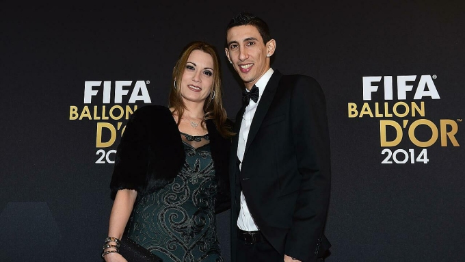 Di Maria và vợ Jorgelina khi tham dự lễ trao Quả Bóng Vàng 2014.