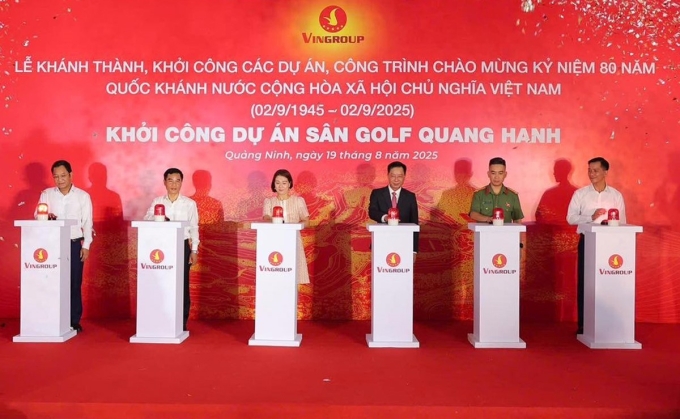 Lễ khởi công sân golf 18 hố tiêu chuẩn quốc tế tại Quang Hanh, Quảng Ninh. Ảnh: Vingroup