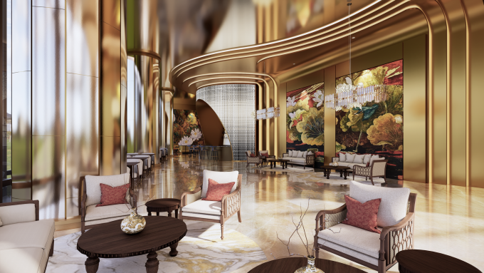 Khu vực VIP lounge được thiết kế hài hoà giữa nét truyền thống và hiện đại. Ảnh: Sun Property