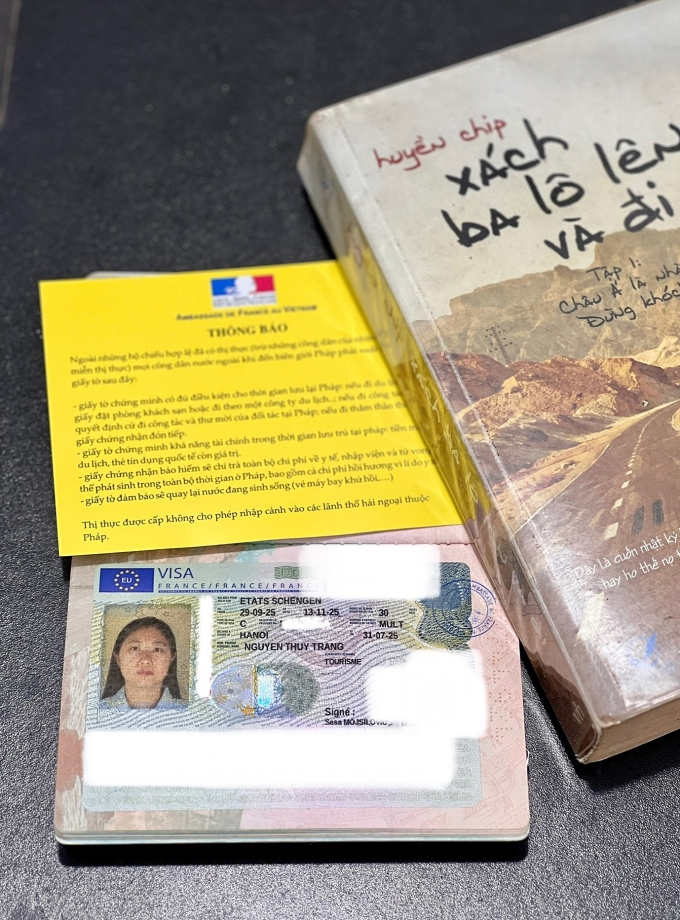 Visa Schengen mới nhất của Trang. Ảnh: NVCC