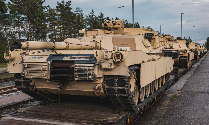 Xe tăng M1A1 Mỹ chuyển đến Đức tháng 5/2023. Ảnh: US Army