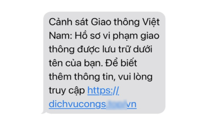 Ảnh chụp màn hình tin nhắn lừa đảo. Ảnh: Cục Tần số vô tuyến điện