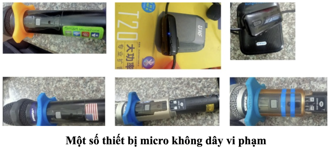 Một số thiết bị micro không dây vi phạm. Ảnh: Cục Tần số vô tuyến điện