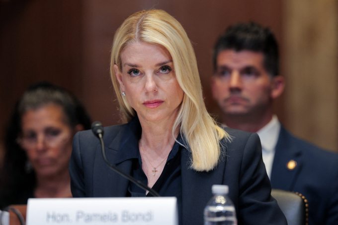 Bộ trưởng Tư pháp Mỹ Pam Bondi điều trần tại Thượng viện ngày 25/6. Ảnh: AFP
