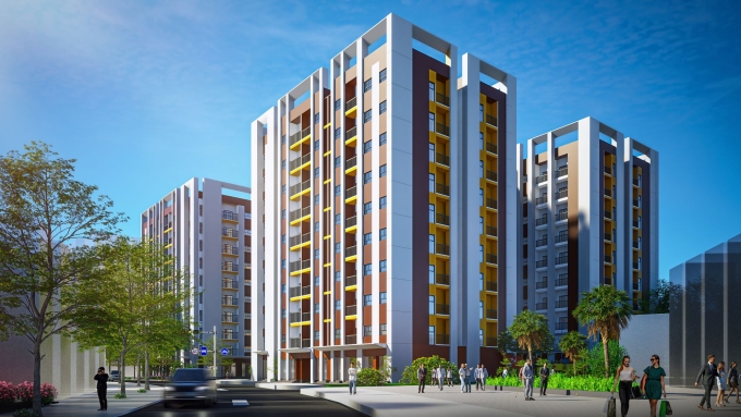 Phối cảnh công trình nhà ở xã hội tại phường An Xuyên, tỉnh Cà Mau do Công ty TNHH T&T Land Cà Mau làm chủ đầu tư. Ảnh: T&T Group