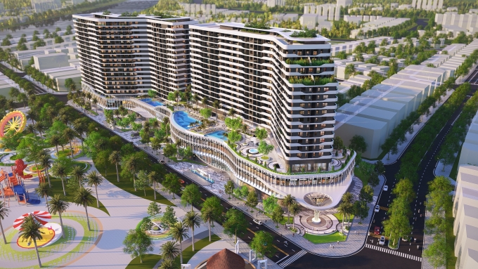 Phối cảnh căn hộ cao cấp và trung tâm thương mại Diamond Sky. Ảnh: VP