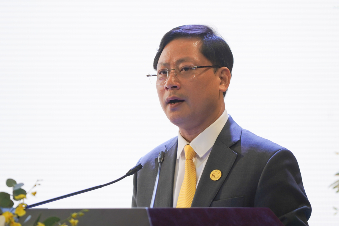 Ông Chu Quang Hào, Tổng giám đốc Tổng Công ty Bưu điện Việt Nam phát biểu tại lễ kỷ niệm 80 năm ngày truyền thống ngành Bưu điện, 15/8/2025. Ảnh: Lưu Quý
