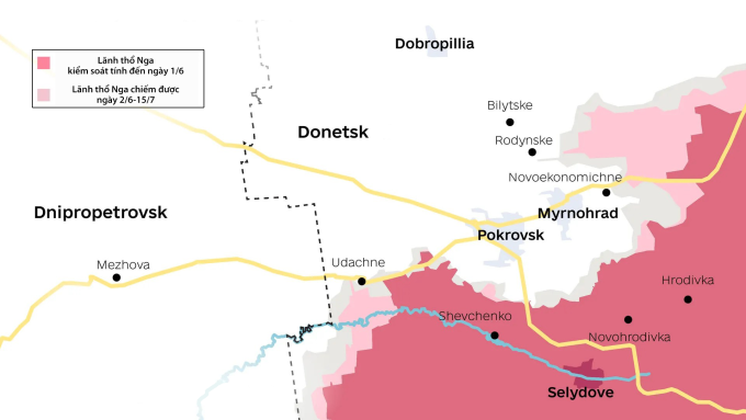 Cục diện mặt trận Pokrovsk. Đồ họa: Kyiv Independent