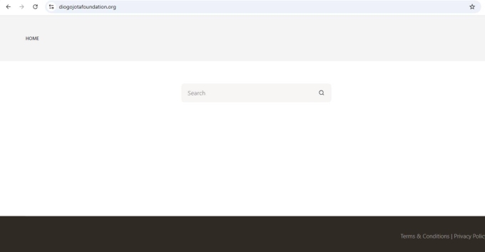 Trang web của Quỹ Diogo Jota trống trơn sau khi thu hơn 60.000 USD. Ảnh chụp màn hình