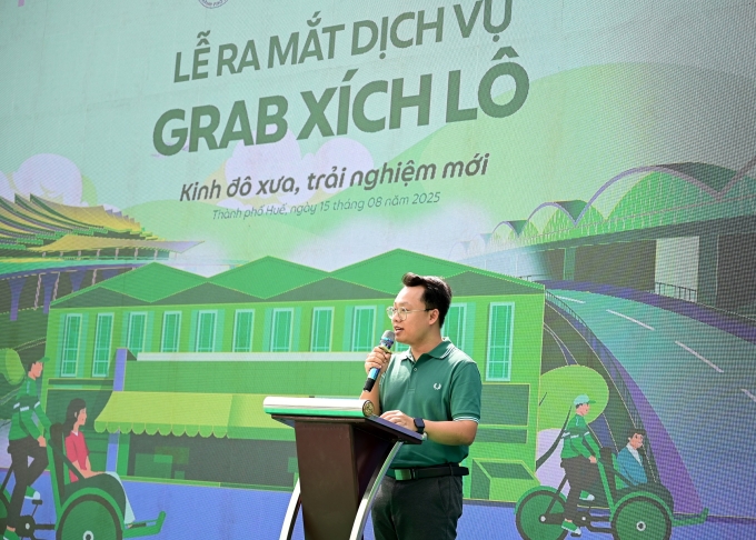 Ông Trần Hoàng Tuấn, Giám đốc Phát triển Thị trường Grab Việt Nam phát biểu tại sự kiện. Ảnh: Grab