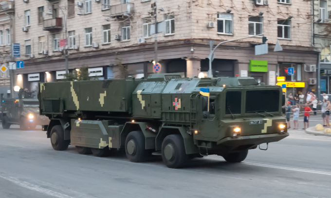 Xe phóng tên lửa Saspan tại Kiev, Ukraine năm 2018. Ảnh: Wikimedia