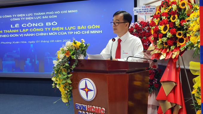 Ông Trần Vũ Quang phát biểu về việc thành lập Công ty Điện lực Sài Gòn. Ảnh: EVNHCMC