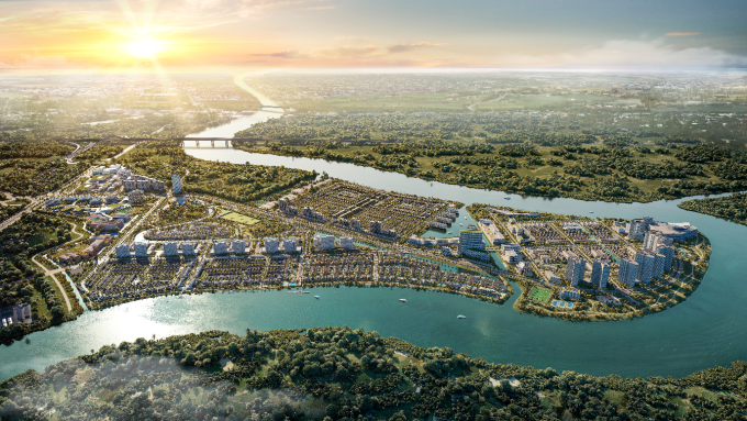 Waterpoint quy mô 355 ha được bao bọc bởi 5,8 km đường sông. Ảnh: Nam Long