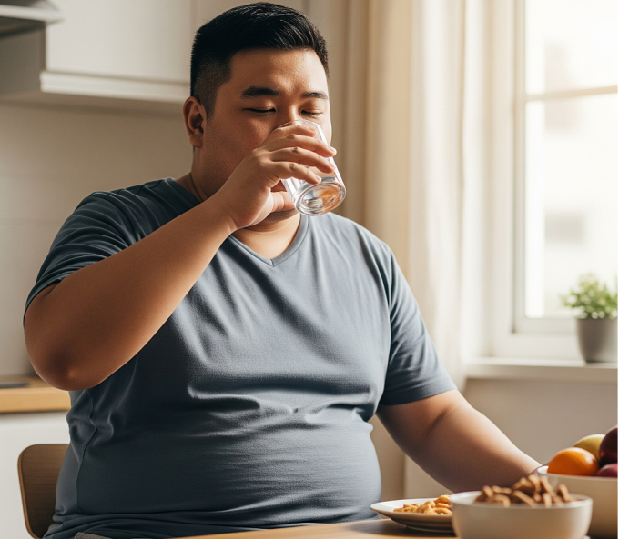 Uống nước đúng cách hỗ trợ giảm cân hiệu quả. Ảnh được tạo bởi AI