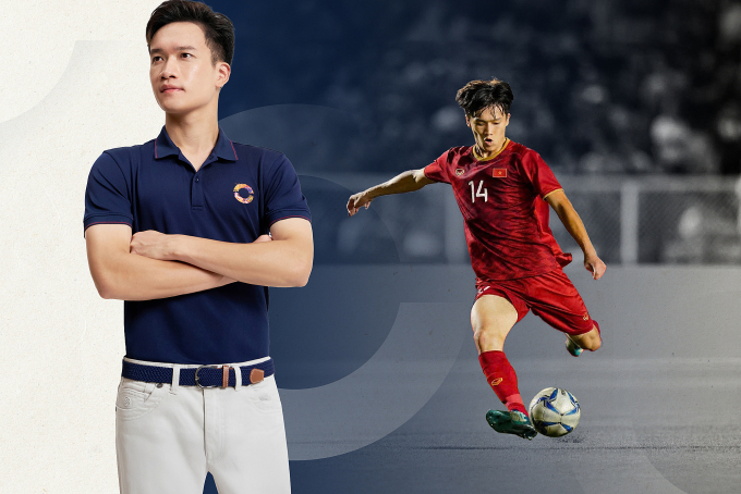 Owen kết hợp với cầu thủ Hoàng Đức khởi xướng chiến dịch lấy cảm hứng từ hành trình lịch sử và tinh thần dân tộc trong kỷ nguyên mới. Ảnh: Owen