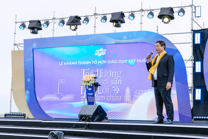 Ông Trương Gia Bình, Chủ tịch HĐQT Tập đoàn FPT chia sẻ tại buổi lễ. Ảnh: FPT