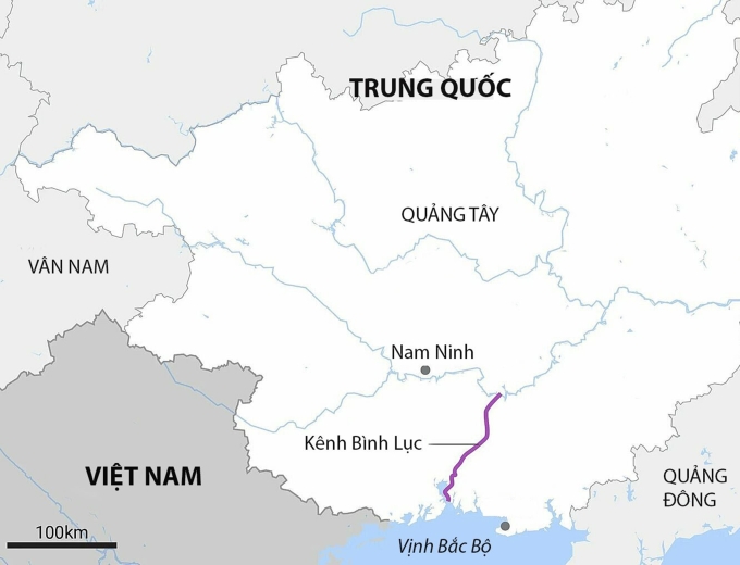 Vị trí kênh đào Bình Lục. Đồ họa: SCMP