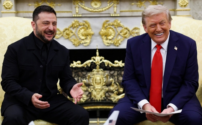 Tổng thống Trump tiếp người đồng cấp Ukraine Zelensky tại Nhà Trắng ngày 18/8. Ảnh: Reuters