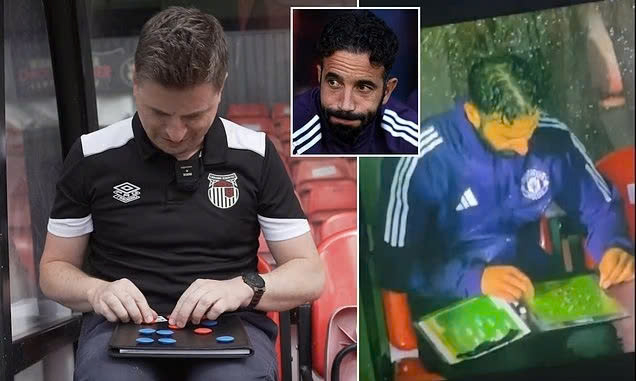 Grimsby Town với video chế giễu HLV Ruben Amorim (phải). Ảnh: Daily Mail