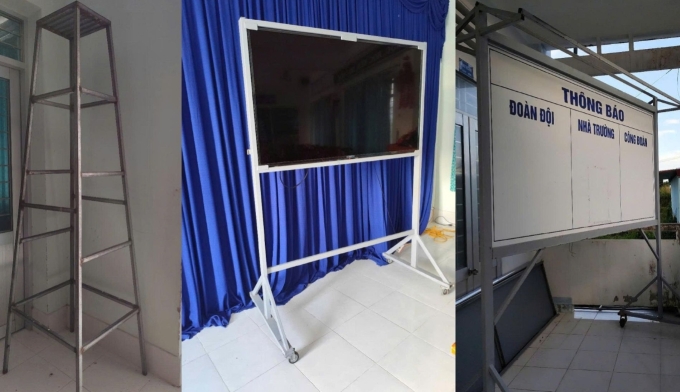Một số vật dụng do ông Trần Văn Tâm làm đang được sử dụng tại trường. Ảnh: Minh Minh
