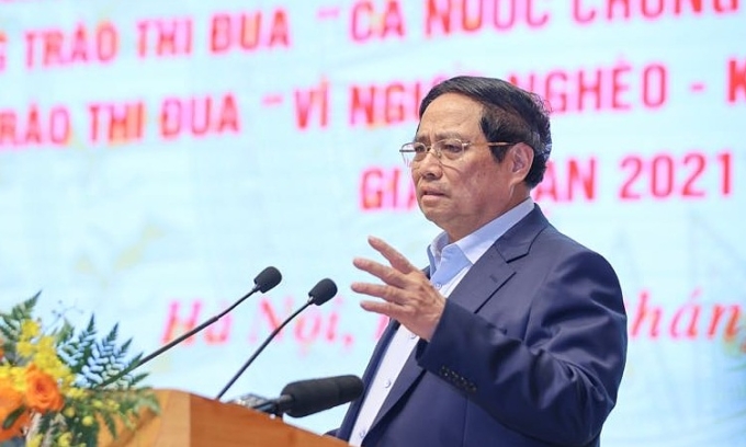 Thủ tướng Phạm Minh Chính phát biểu tại hội nghị. Ảnh: VGP