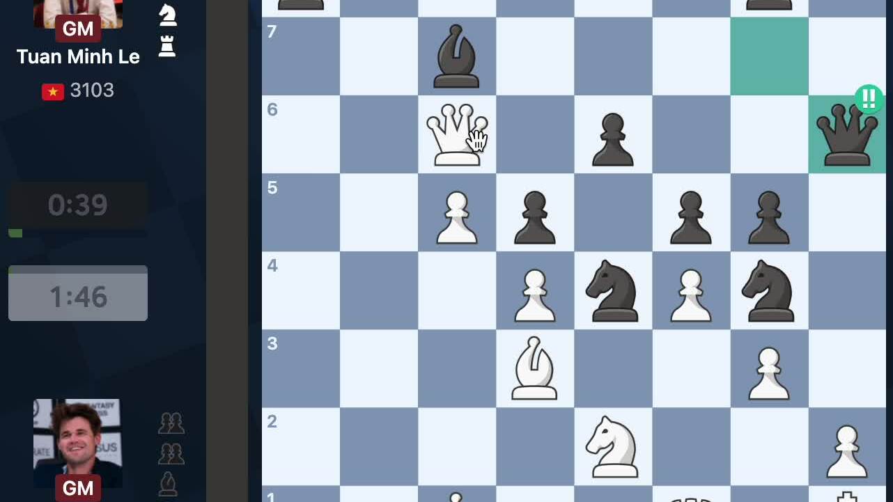 Lê Tuấn Minh hạ Carlsen, thắng giải Titled Tuesday