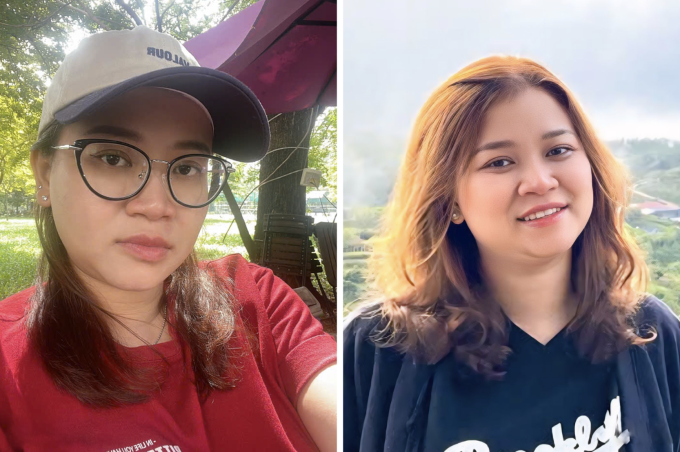 Chị Lan Anh trước và sau khi mổ cận. Ảnh: Bệnh viện Đa khoa Tâm Anh