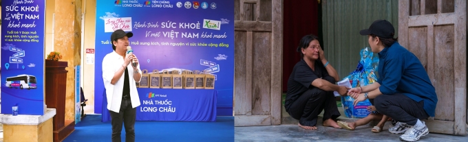 Trường Giang trò chuyện với bà con tại sự kiện ở A Lưới. Ảnh: LC