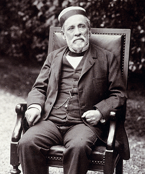 Louis Pasteur do Henri Mairet chụp năm 1895 trong khu vườn của Viện Pasteur. Đây là bức ảnh cuối cùng của ông.