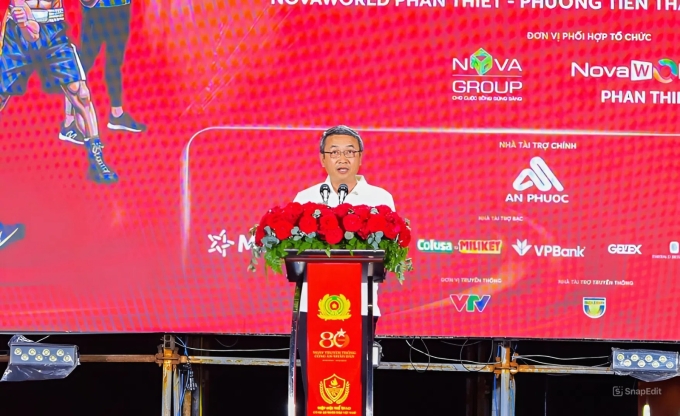 Trung tướng Nguyễn Ngọc Toàn, Phó chủ tịch Hiệp hội Thể thao CAND Việt Nam phát biểu. Ảnh: NVS