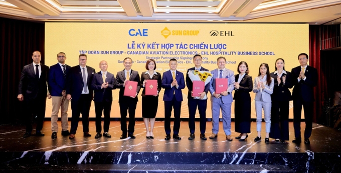 Sun Group bắt tay hai đối tác quốc tế hàng đầu trong lĩnh vực đào tạo hàng không và quản trị khách sạn. Ảnh: Sun Group