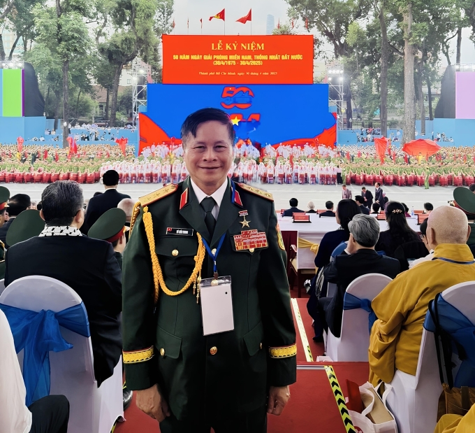 Thượng tướng Võ Tiến Trung tham dự lễ kỷ niệm 50 năm Thống nhất đất nước, tháng 4/2025, ở Hà Nội.