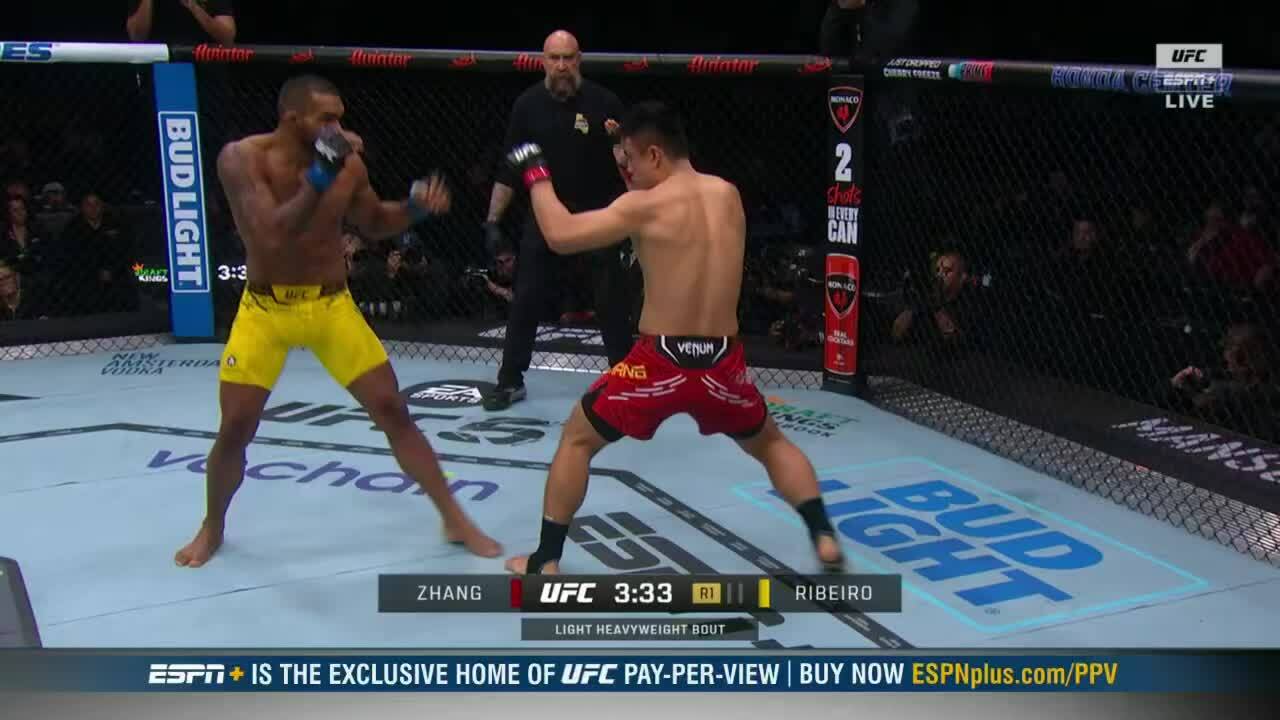 Zhang Mingyang thắng knock-out Brendson Ribeiro.