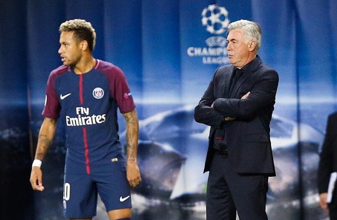 Neymar cùng PSG đối đầu Bayern của Ancelotti ở Champions League năm 2017. Ảnh: Icon Sport