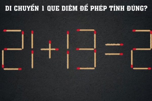 Đố vui: Sửa phép tính sai chỉ với 1 que diêm!