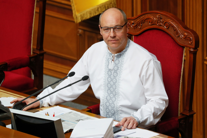 Ông Andriy Parubiy tại một phiên họp quốc hội của Ukraine tại thủ đô Kiev hồi năm 2019. Ảnh: Reuters