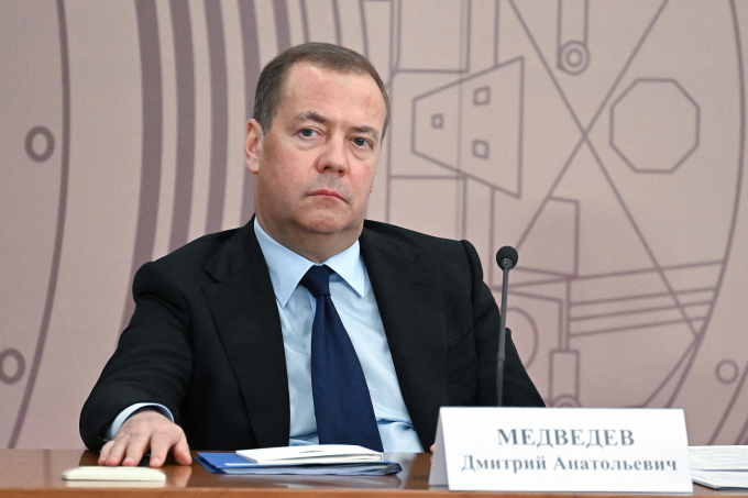 Phó chủ tịch Hội đồng An ninh Nga Dmitry Medvedev dự một cuộc họp ở thành phố Dubna tháng 6/2024. Ảnh: Reuters