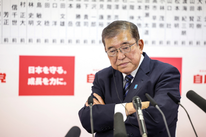 Thủ tướng Nhật Bản Shigeru Ishiba tại trụ sở đảng LDP cầm quyền ở Tokyo ngày 27/10/2024. Ảnh: Reuters
