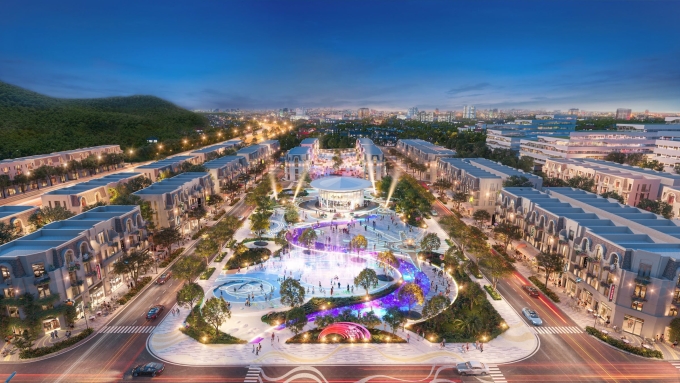Quảng trường ánh sáng rộng tới 5.000 m2 tại Vlasta - Thủy Nguyên. Ảnh: Văn Phú