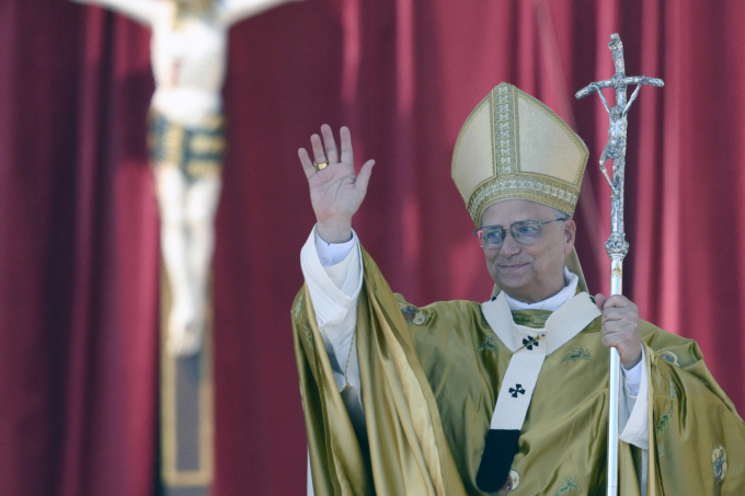 Giáo hoàng Leo XIV tại thánh lễ ở Quảng trường St. Peter ngày 7/9. Ảnh: AFP