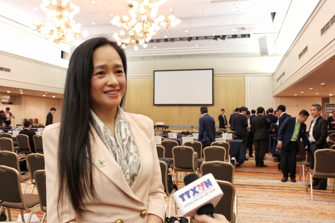 Bà Nguyễn Thị Trà My, Tổng Giám đốc Tập đoàn PAN chia sẻ bên lề diễn đàn. Ảnh: PAN