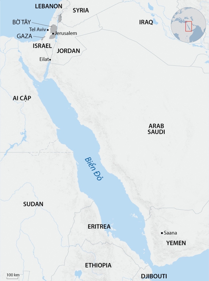 Vị trí thành phố Eilat. Đồ họa: AFP
