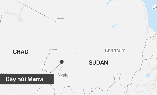 Vị trí dãy núi Marra. Đồ họa: CNN