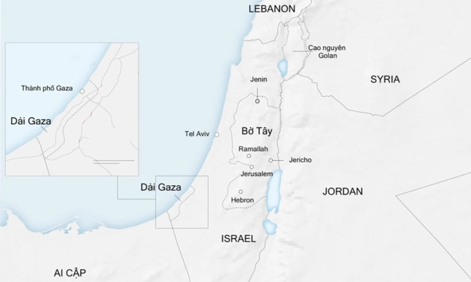 Vị trí Bờ Tây. Đồ họa: AFP
