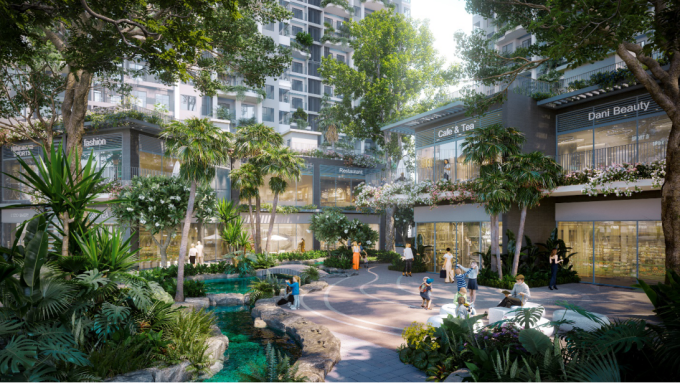 Phối cảnh cảnh quan tại khối đế. Ảnh: Ecopark