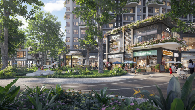 Shop thương mại khối đế Sky Retreat với số lượng giới hạn 32 căn. Ảnh: Ecopark