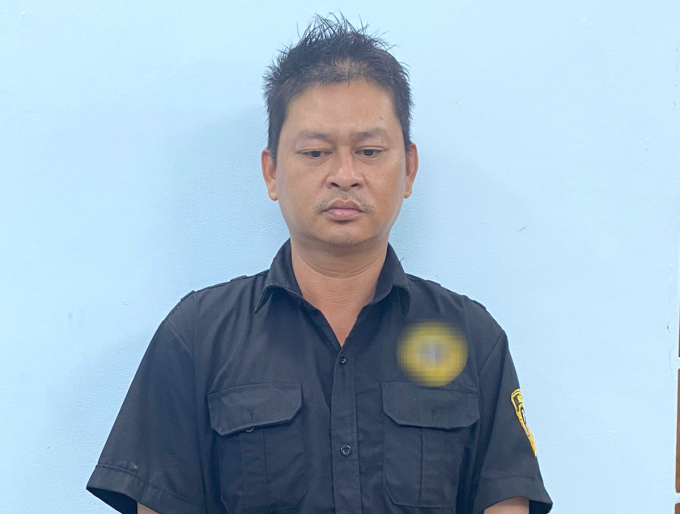 Nguyễn Thanh Sơn tại cơ quan điều tra. Ảnh: Công an cung cấp